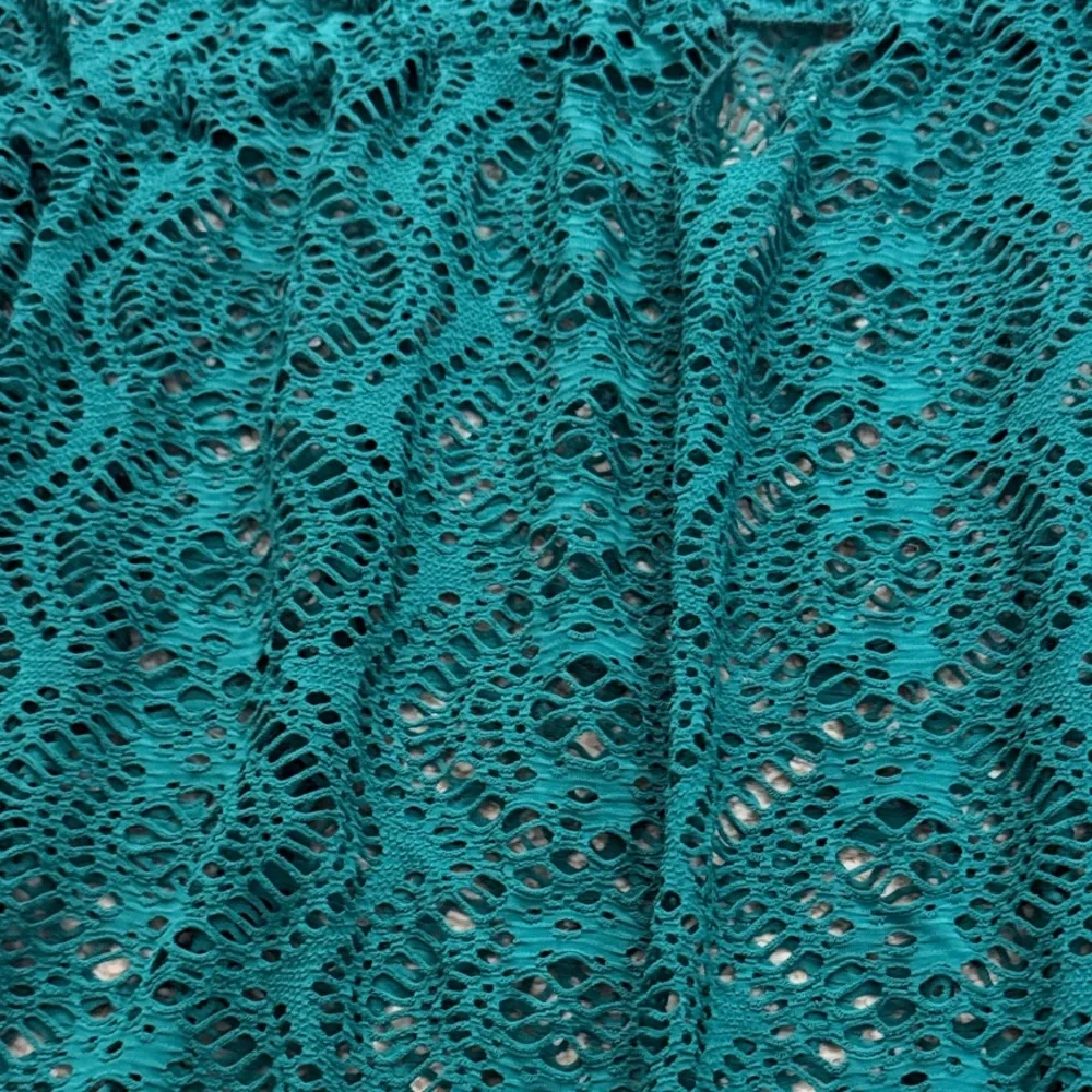 Becca Virtue Women L/XL‎ Lace Crochet Olive Green Open V-Front Cardigan Cover Up